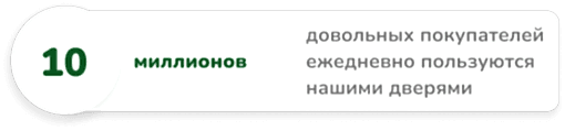 10 миллионов довольных покупателей ежедневно пользуются нашими дверями